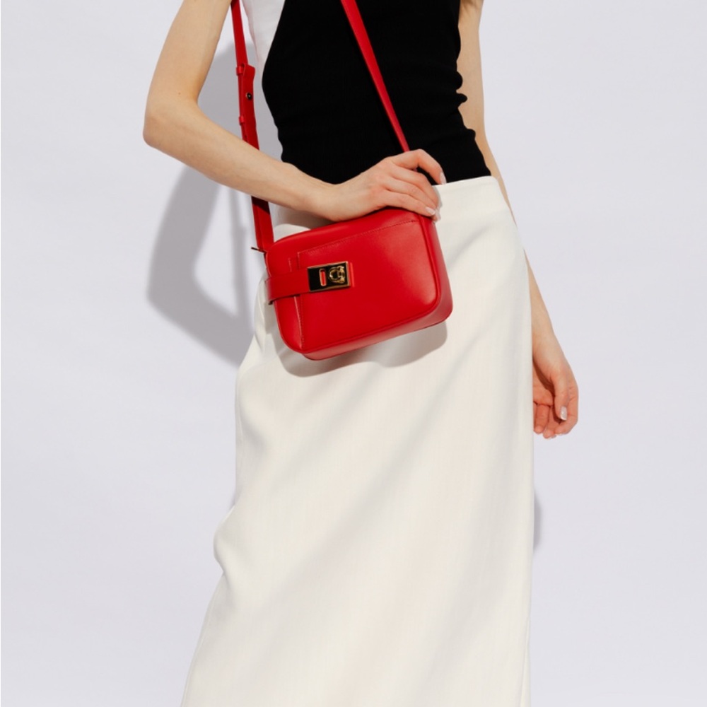 Salvatore Ferragamo Red Crossbody Bag with Gold Hardware